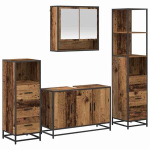 vidaXL Badezimmerm&ouml;bel-Set mit Schubladen 4 pcs Altholz Holzwerkstoff