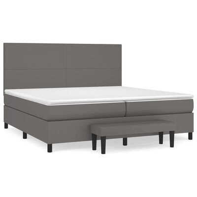 vidaXL Boxspringbett mit Matratze Grau 200x200 cm Kunstleder