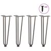 vidaXL Haarnadelbeine f&uuml;r Couchtisch 4 Stk. Naturstahl 42 cm Massivstahl