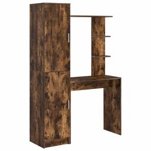 vidaXL Schreibtisch mit Regal mit Speicher mit T&uuml;r 2 Stk. R&auml;uchereiche