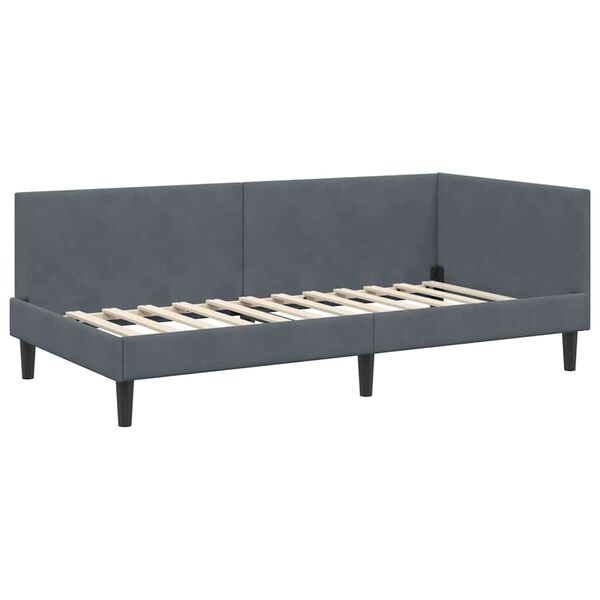vidaXL Eckbettgestell Dunkelgrau 90 cm x 200 cm SamtundSperrholz