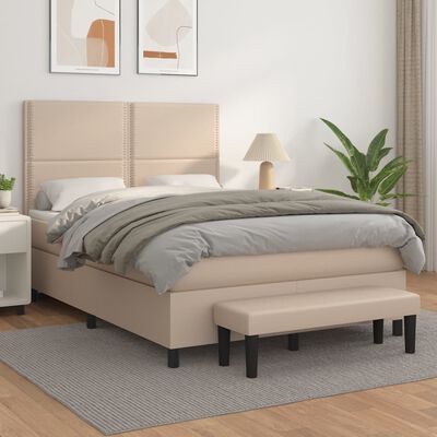 vidaXL Boxspringbett Matratze Cappuccino-Braun 140x190cm Kunstleder