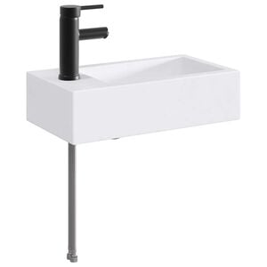 vidaXL Waschbecken mit Wasserhahn und Abfluss Matt Schwarz