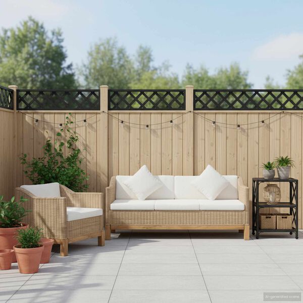 vidaXL 2-tlg. Sofagarnitur mit Auflagen Natur Rattan