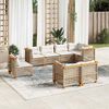 vidaXL 8-tlg. Garten-Sofagarnitur mit Kissen Beige Poly Rattan