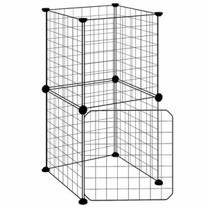 vidaXL 8-tlg. Haustierk&auml;fig mit T&uuml;r Schwarz 35x35 cm Stahl