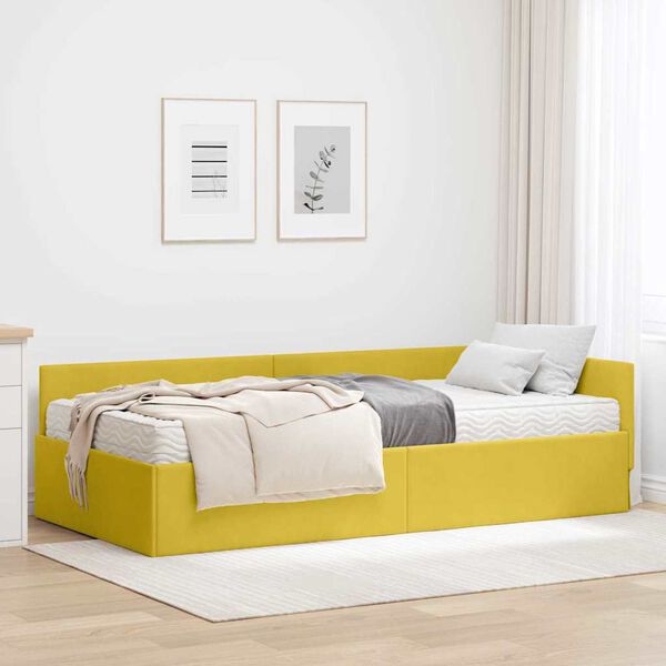 vidaXL Eckbettgestell mit Matratze Sonstiges 2 pcs Gelb Samt