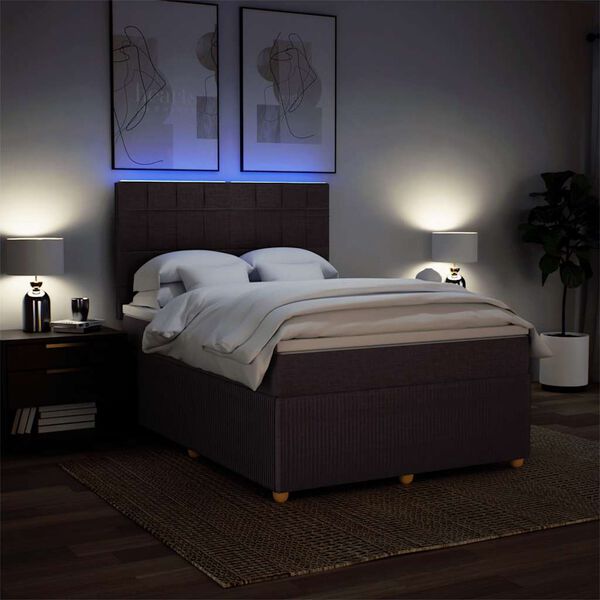 vidaXL Boxspringbett mit Matratze Dunkelbraun 140x190 cm Stoff