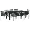 vidaXL Garten Essgruppe 9 pcs Schwarz PE-Rattan