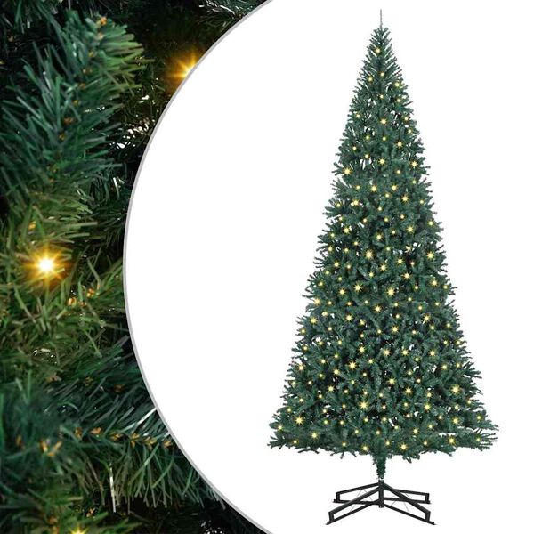 vidaXL K&uuml;nstlicher vorbeleuchteter Weihnachtsbaum Gr&uuml;n 500 cm PVC