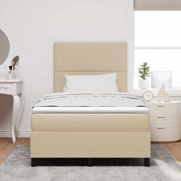 vidaXL LED Boxspringbett Hellgrau und Wei&szlig; 120 x 200 cm Cordstoff