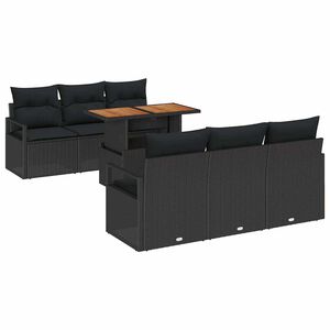 vidaXL Garten-Sofa-Set 7 stk. 6-Sitzanzahl Schwarz