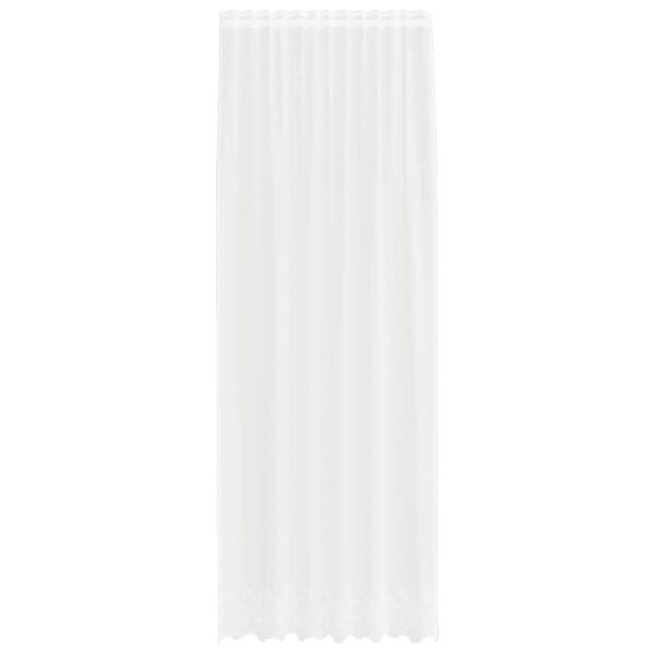 vidaXL Spitzenvorhang mit Vorh&auml;ngen Floral Wei&szlig; 300 x 150 cm Polyester