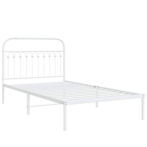 vidaXL Bettgestell mit Kopfteil Metall Wei&szlig; 107x203 cm