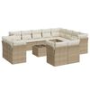 vidaXL 13-tlg. Garten-Sofagarnitur mit Kissen Beige Poly Rattan