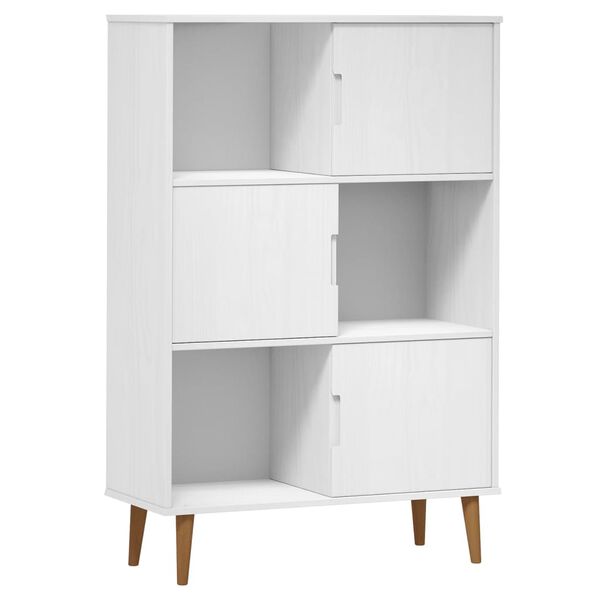 vidaXL B&uuml;cherregal MOLDE Wei&szlig; 90x35x133,5 cm Massivholz Kiefer