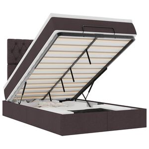 vidaXL Ottoman-Bett mit Matratze & LEDs Dunkelbraun 120x190 cm Stoff