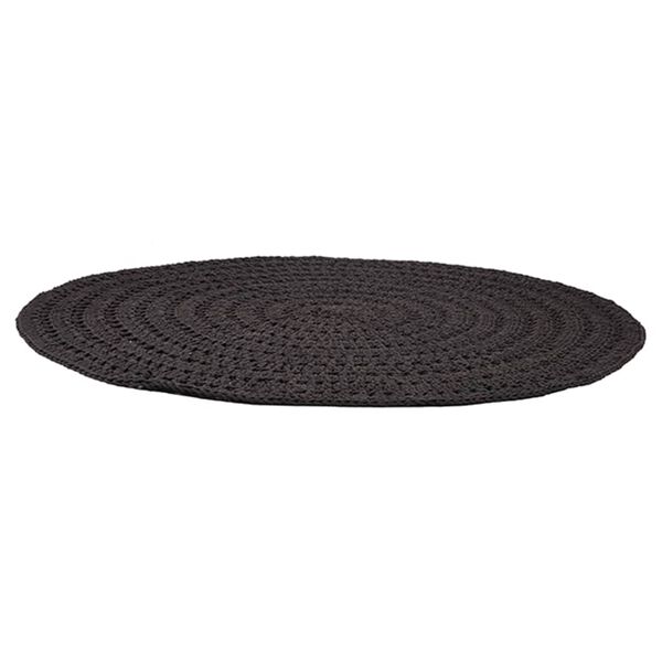 LABEL51 Teppich Gestrickt Baumwolle Rund 150 cm Schwarz