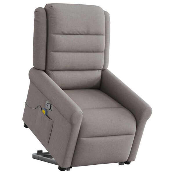 vidaXL Massagesessel mit Aufstehhilfe Taupe Stoff