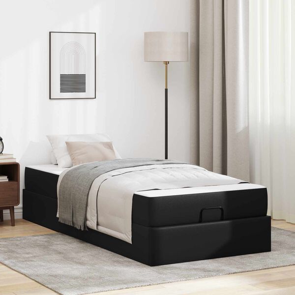vidaXL Bettgestell mit Matratze mit Matratze 2 pcs Schwarz PVC