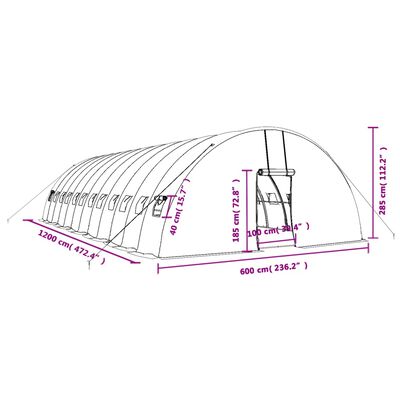 vidaXL Gewächshaus mit Stahlrahmen Grün 72 m² 12x6x2,85 m