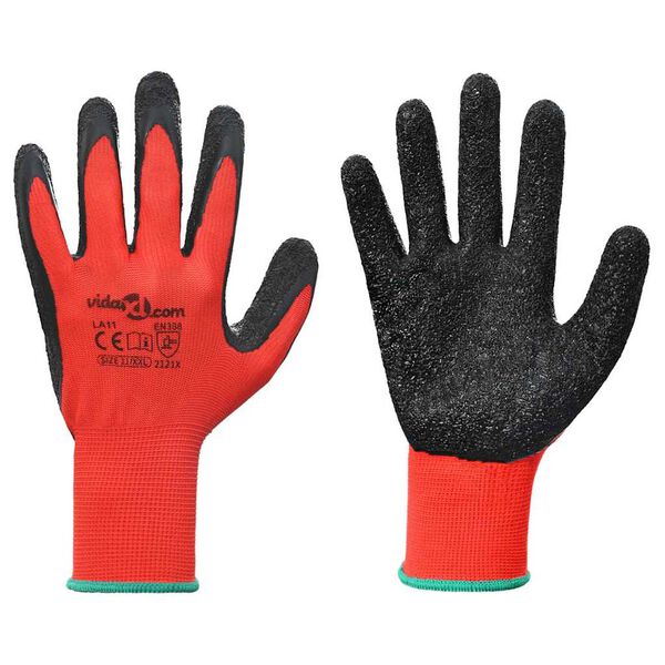 vidaXL Arbeitshandschuhe 24 pcs Rot und Schwarz 11 / XXL