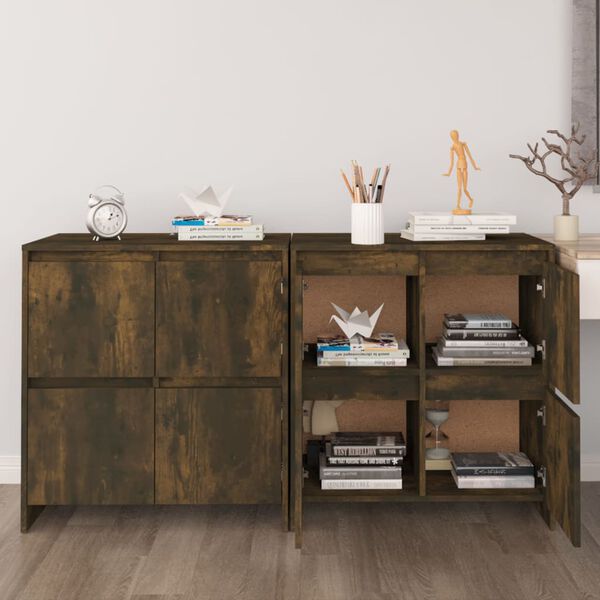 vidaXL Sideboards 2 Stk. R&auml;uchereiche 70x41x75 cm Holzwerkstoff