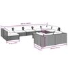 vidaXL 10-tlg. Garten-Lounge-Set mit Kissen Grau Poly Rattan