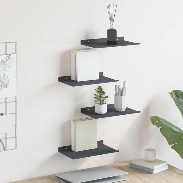 vidaXL Schwebendes Regal 4 pcs Anthrazit 30 x 18 x 2,5 cm Stahl