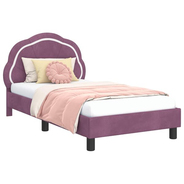 vidaXL Kinderbettgestell mit Kopfteil Lila 80 x 160 cm Samt