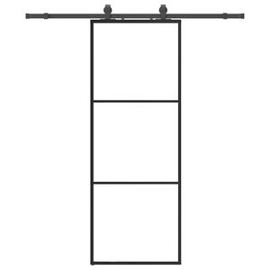 vidaXL Schiebet&uuml;r mit Beschlag Schwarz 76x205 cm ESG-Glas
