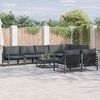 vidaXL Gartensofa-set mit Kissen 9 pcs Schwarz Stahl
