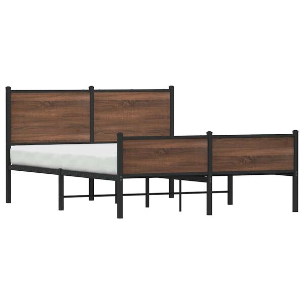 vidaXL Metallbett ohne Matratze Eichen-Optik 140x200 cm