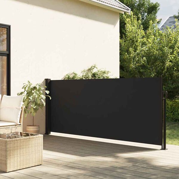 vidaXL Seitenmarkise Ausziehbar Schwarz 100x300 cm
