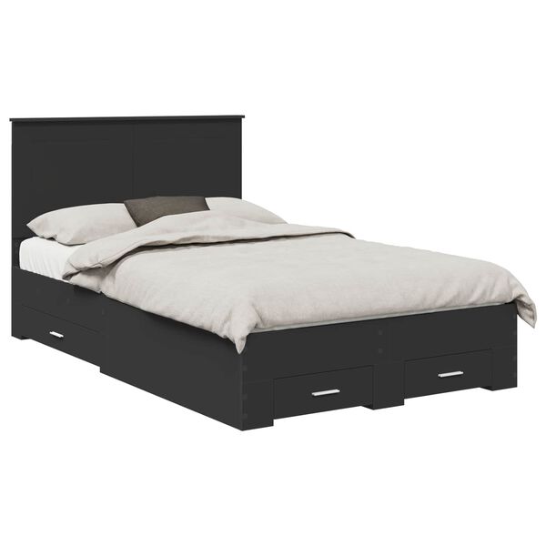 vidaXL Bettrahmen mit Kopfteil Schwarz 120 x 190 cm Holzwerkstoff