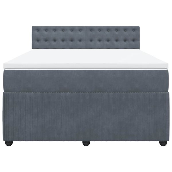vidaXL Boxspringbett mit Matratze Dunkelgrau 140x190 cm Samt