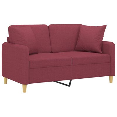 vidaXL 2-Sitzer-Sofa mit Zierkissen Weinrot 120 cm Stoff
