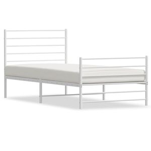 vidaXL Bettgestell mit Kopf- und Fu&szlig;teil Metall Wei&szlig; 90x190 cm