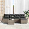 vidaXL Sofa Set mit Kissen mit Speicher 6 pcs Grau Poly-Rattan