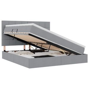 vidaXL LED-Speicherbett mit Matratze Hellgrau 180 x 200 cm Stoff