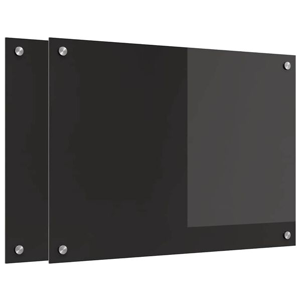 vidaXL Küchenrückwand Schwarz 70 x 50 cm Gehärtetes Glas