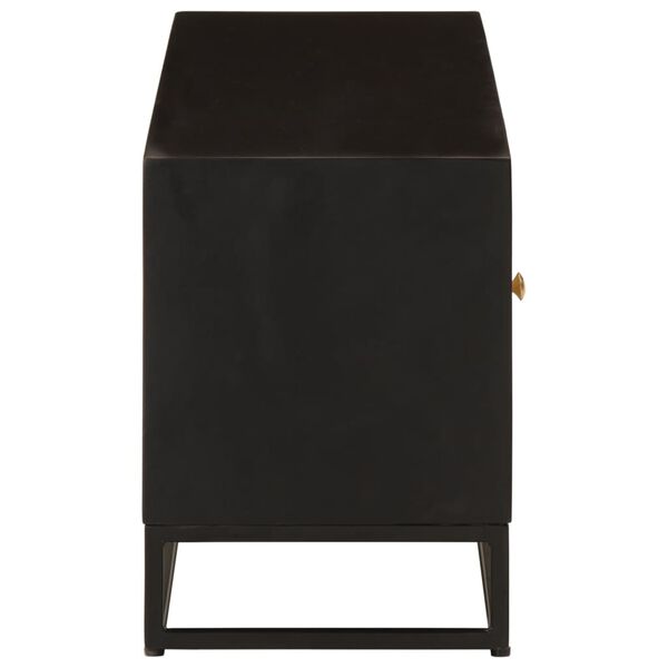 vidaXL TV-Schrank Schwarz 110x30x40 cm Massivholz Mango und Eisen