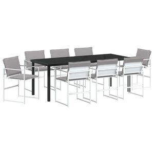 vidaXL Garten Essgruppe 9 pcs Wei&szlig; 200 x 80 x 73 cm