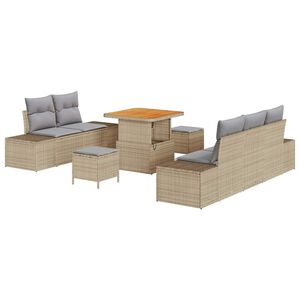 vidaXL Gartensofa-set 8 stk. 7-Sitzer Beige Poly Rattan