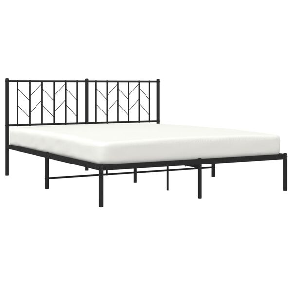 vidaXL Bettgestell mit Kopfteil Metall Schwarz 160x200 cm