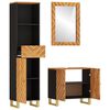 vidaXL 3-tlg. Badschrank-Set Braun und Schwarz Massivholz Mango