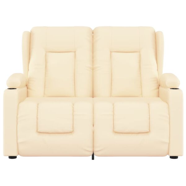 vidaXL 2-Sitzer Massagesessel mit Getr&auml;nkehalter Creme Kunstleder