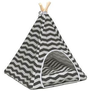 vidaXL Haustier-Tipi mit Kissen Wei&szlig; und Grau 50 x 50 x 60 cm