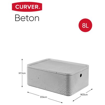 Curver Beton Aufbewahrungsbox-Set 3 Stk. mit Deckel Gr. M Hellgrau