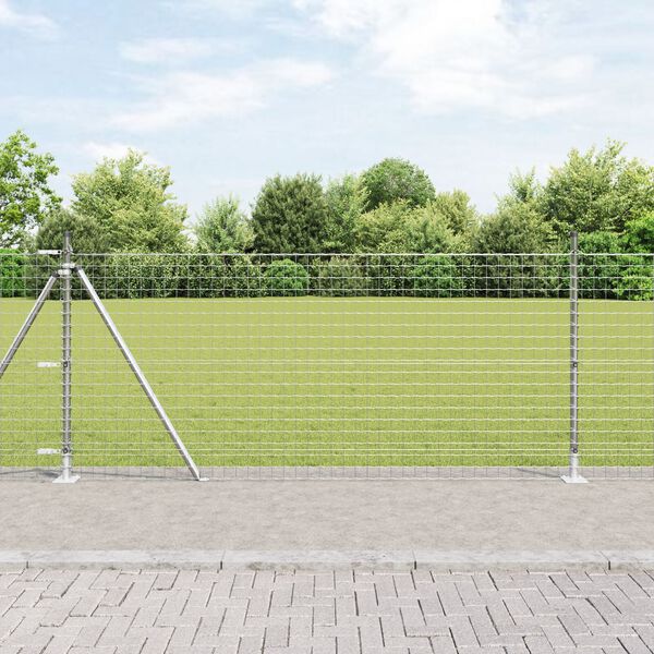vidaXL Zaun mit Pfosten Silber 0,8 x 25 m Stahl